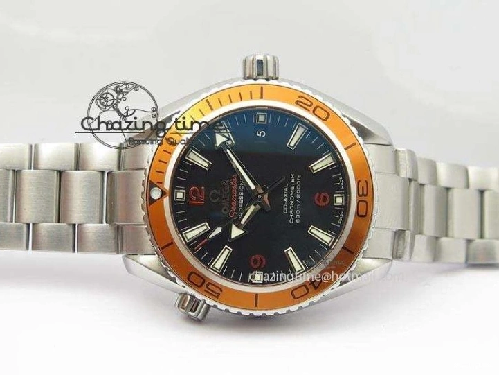0127 Planet Ocean SS Bp Maker 45mm Orange Bezel On SS Bracelet A DailyWear 8216